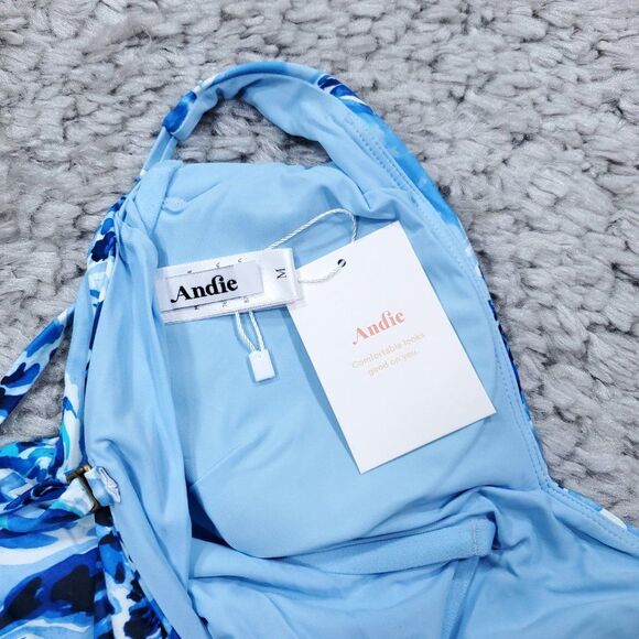 Andie Swim Blue Floral Baia One Piece Swimsuit Size Medium - Picture 5 of 8